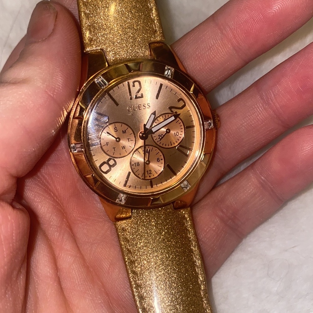 Guess Rose gold watch w/crystals
